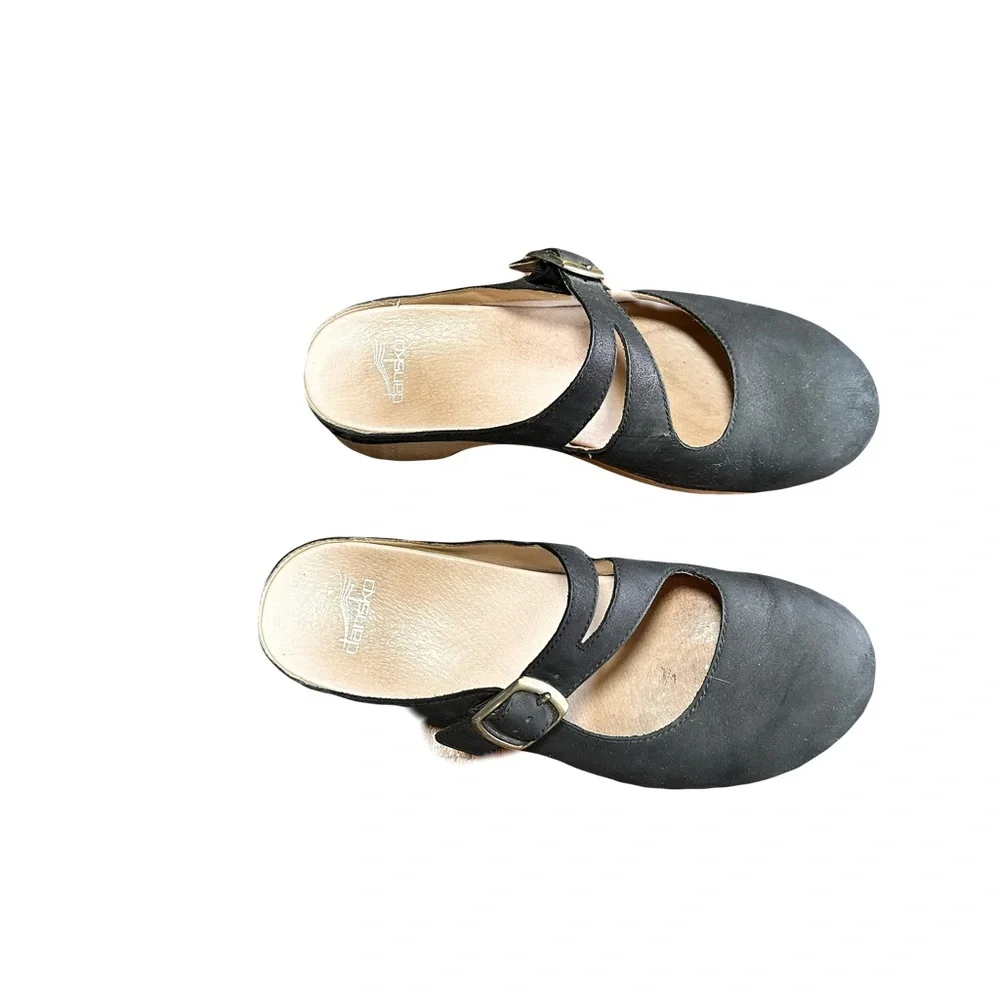 Dansko Black Leather Mary Jane Clogs - Picture 5 of 7